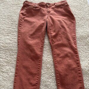 Sonoma Skinny Jeans Size 12 Coral Comfort Stretch Denim Women Straight Leg